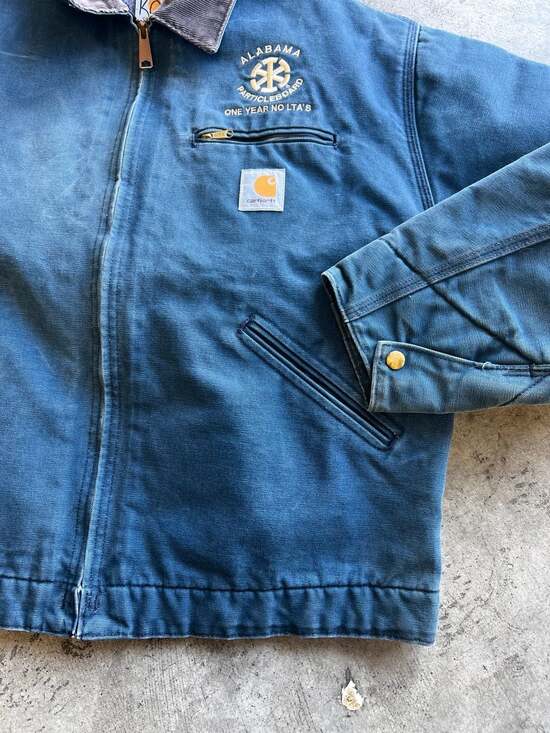 Vintage 90s Carhartt Detroit Jacket Navy Blue Blanket Lined Jacket - Picture 4 of 8